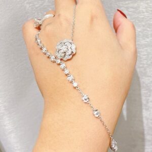 925 Sterling Silver Camellia Tassel Flower Necklace