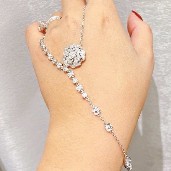 925 Sterling Silver Camellia Tassel Flower Necklace Wholesale