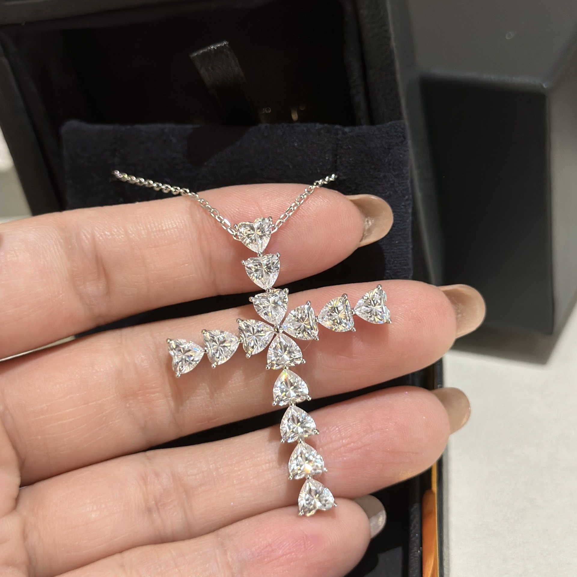 925 Sterling Silver Heart Cross Necklace