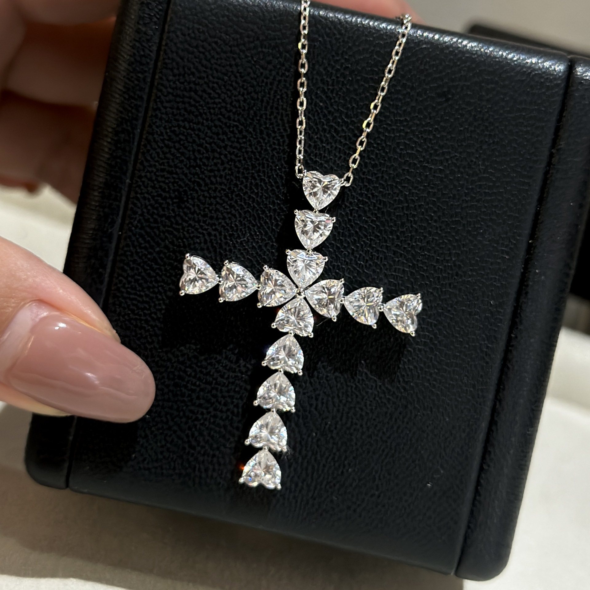 925 Sterling Silver Heart Cross Necklace