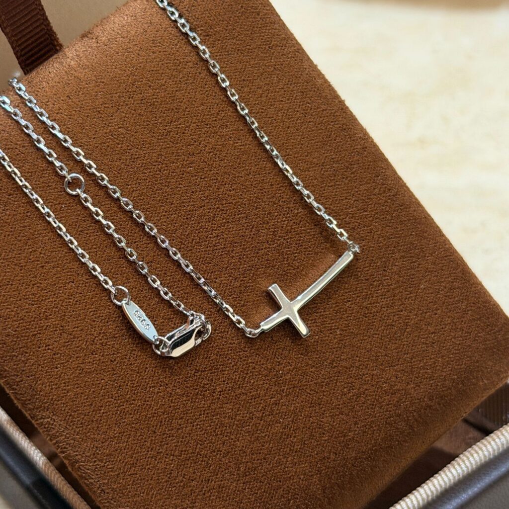 925 Sterling Silver Horizontal Cross Necklace Wholesale