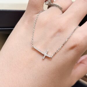 925 Sterling Silver Horizontal Cross Necklace Jewelry View