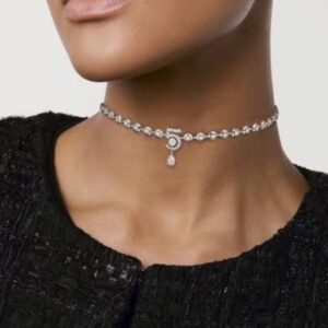 925 Sterling Silver Number 5 Round Stone Necklace Jewelry Display