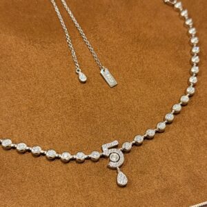 925 Sterling Silver Number 5 Round Stone Necklace Jewelry View
