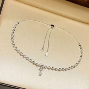 925 Sterling Silver Number 5 Round Stone Necklace Jewelry View