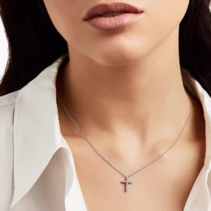 925 Sterling Silver Pave Cross Necklace Jewelry Display