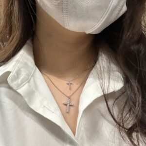 925 Sterling Silver Pave Cross Necklace Jewelry View
