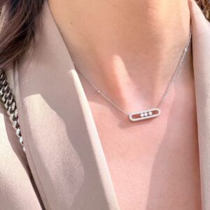 925 Sterling Silver Three Stone Sliding Necklace Jewelry Display