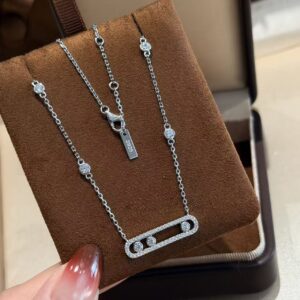 925 Sterling Silver Three Stone Sliding Necklace Jewelry View