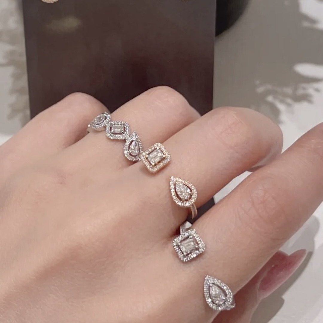 925 Sterling Silver Baguette Teardrop Open Ring 925 Sterling Silver Baguette Teardrop Open Ring