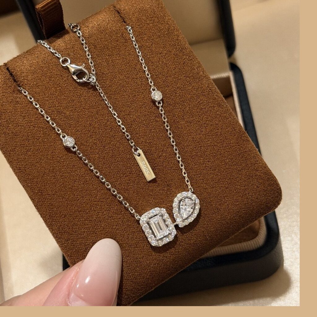 925 Sterling Silver Baguette Teardrop Stone Necklace Wholesale
