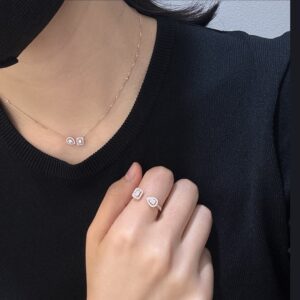 925 Sterling Silver Baguette Teardrop Stone Necklace Lifestyle View