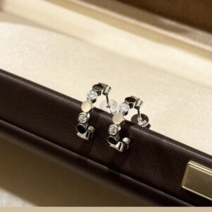 925 Sterling Silver Bead Half Hoop Stud Earrings Lifestyle View