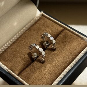 925 Sterling Silver Bead Half Hoop Stud Earrings Packaging View