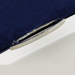 925 Sterling Silver Bezel Pave Bangle Close Up