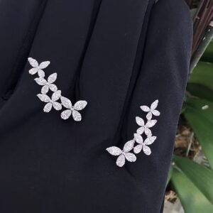 925 Sterling Silver Blossom Flower Stud Earrings Detail