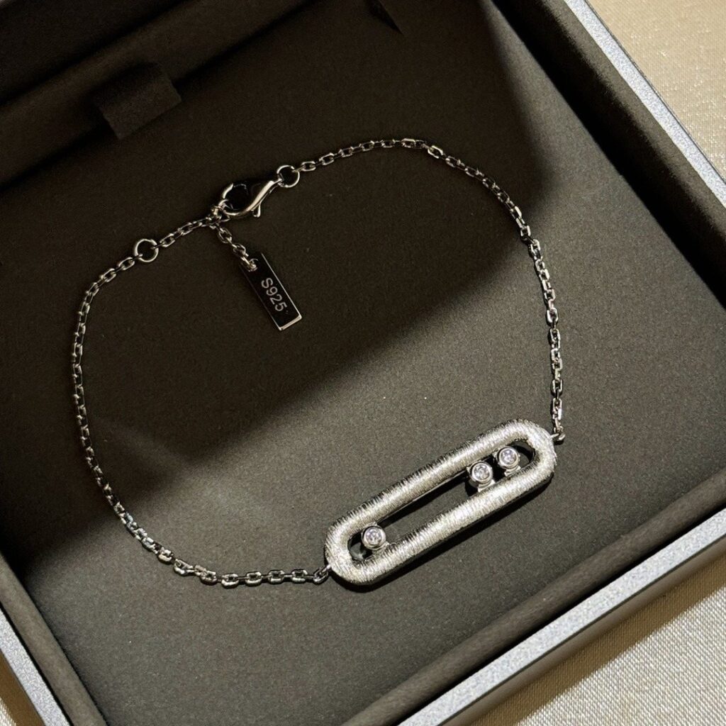 925 Sterling Silver Brushed Three Stone Sliding Bracelet Wholesale