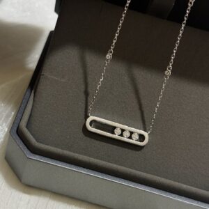925 Sterling Silver Brushed Three Stone Sliding Necklace Lifestyle View