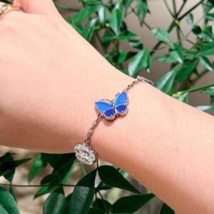 925 Sterling Silver Butterfly Bracelet Close Up