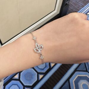 925 Sterling Silver Butterfly Flower Bracelet Lifestyle View