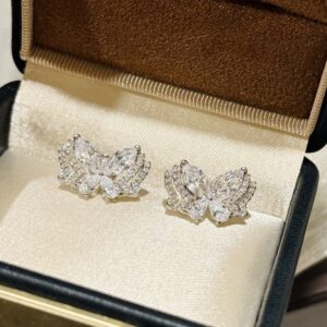925 Sterling Silver Butterfly Marquise Stone Stud Earrings Lifestyle View