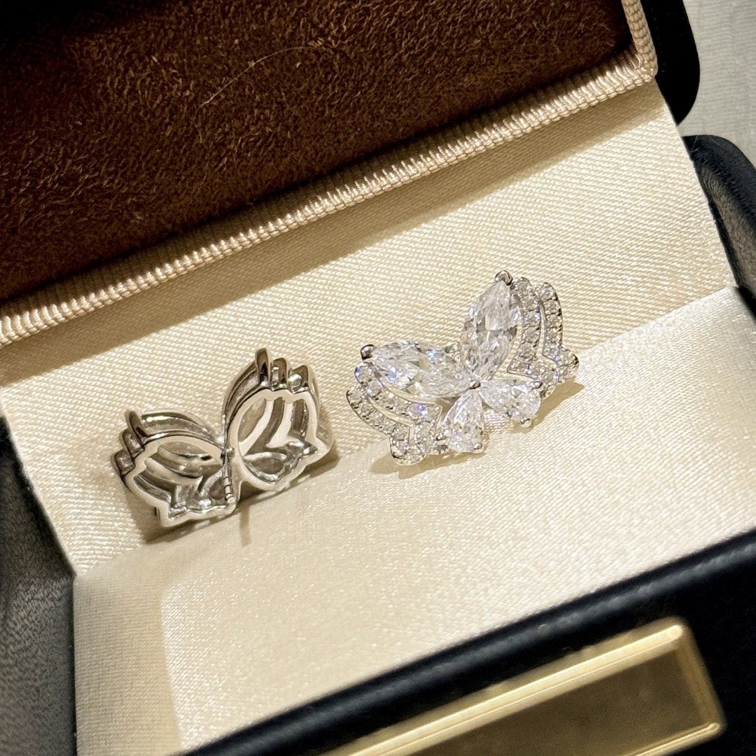 925 Sterling Silver Butterfly Marquise Stone Stud Earrings 925 Sterling Silver Butterfly Marquise Stone Stud Earrings