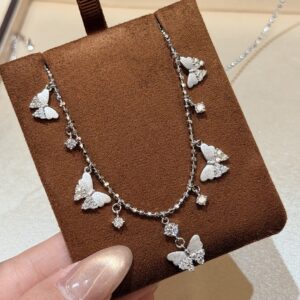 925 Sterling Silver Butterfly Tassel Necklace Detail