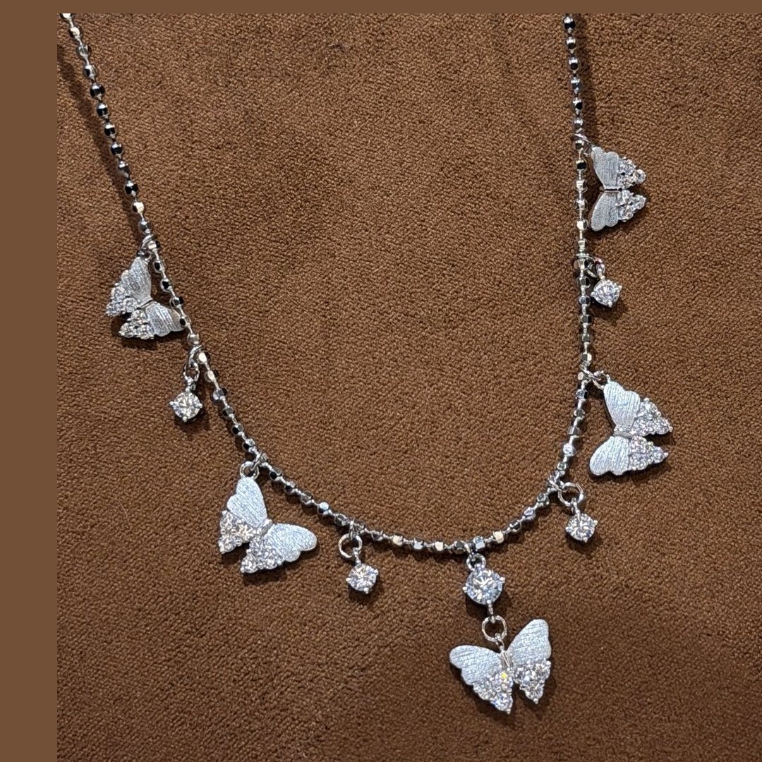 925 Sterling Silver Butterfly Tassel Necklace 925 Sterling Silver Butterfly Tassel Necklace
