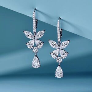 925 Sterling Silver Butterfly Teardrop Stud Earrings Jewelry Display