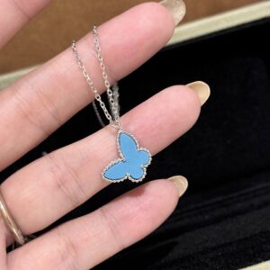 925 Sterling Silver Butterfly Turquoise Stud Earrings Close Up