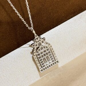 925 Sterling Silver Castle Necklace Close Up