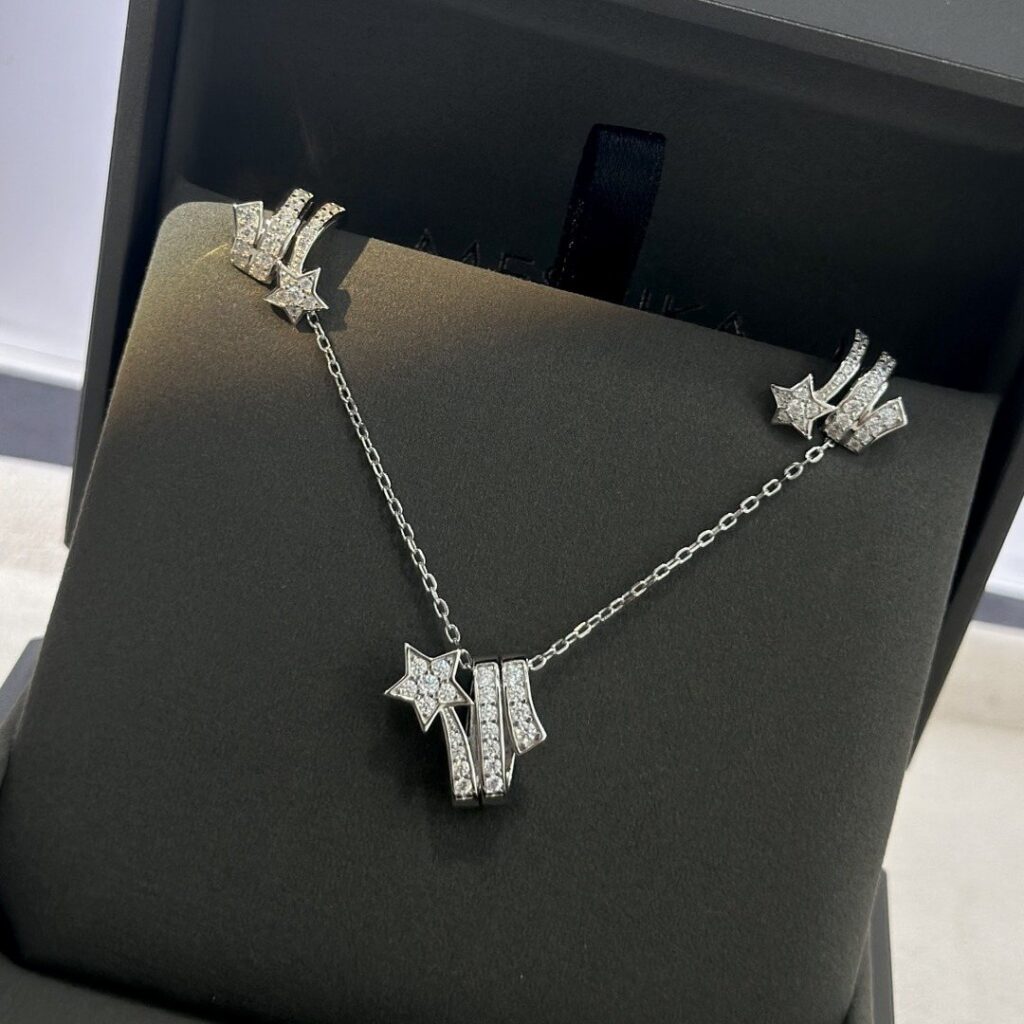 925 Sterling Silver Celestial Necklace and Clip Earrings Set Wholesale