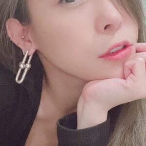 925 Sterling Silver Double Hoop Stud Earrings Detail