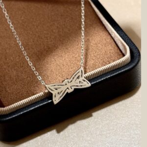 925 Sterling Silver Double Layer Pave Bow Necklace Lifestyle View