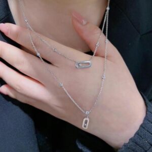 925 Sterling Silver Double Layer Single Stone Sliding Necklace Packaging View