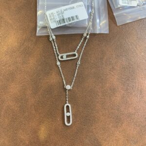925 Sterling Silver Double Layer Sliding Stone Necklace Wholesale