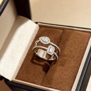 925 Sterling Silver Double Layer Teardrop Stone Ring Jewelry Display