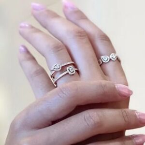 925 Sterling Silver Double Layer Teardrop Stone Ring Lifestyle View