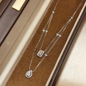 925 Sterling Silver Double Layer Teardrop Tassel Necklace Wholesale