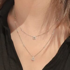 925 Sterling Silver Double Layer Teardrop Tassel Necklace Detail