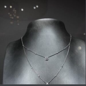 925 Sterling Silver Double Layer Teardrop Tassel Necklace Jewelry Display