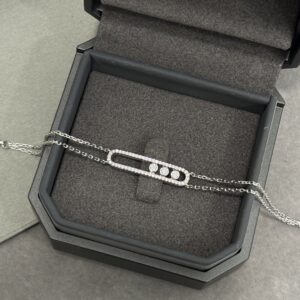 925 Sterling Silver Double Layer Three Stone Sliding Bracelet Wholesale
