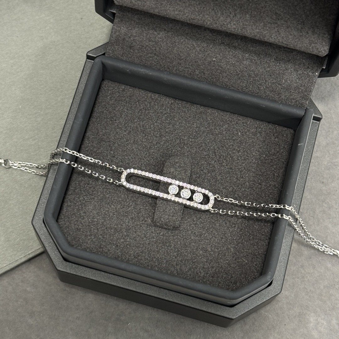 925 Sterling Silver Double Layer Three Stone Sliding Bracelet Wholesale 925 Sterling Silver Double Layer Three Stone Sliding Bracelet Wholesale