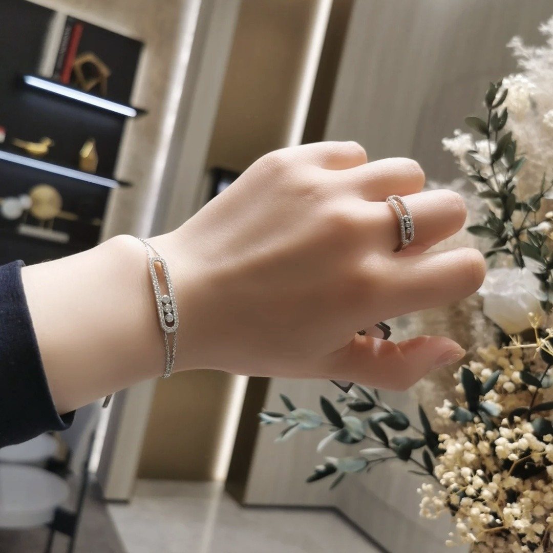 925 Sterling Silver Double Layer Three Stone Sliding Bracelet Wholesale 925 Sterling Silver Double Layer Three Stone Sliding Bracelet Wholesale