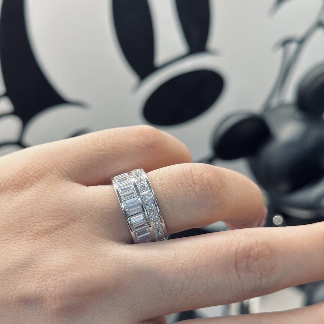 925 Sterling Silver Double Row Cushion Stone Ring Wholesale 925 Sterling Silver Double Row Cushion Stone Ring Wholesale