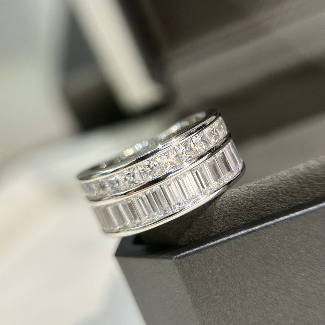 925 Sterling Silver Double Row Cushion Stone Ring Wholesale 925 Sterling Silver Double Row Cushion Stone Ring Wholesale