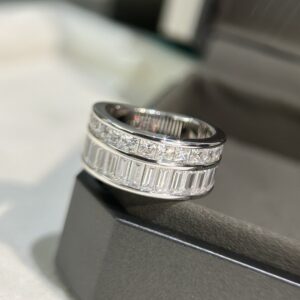 925 Sterling Silver Double Row Cushion Stone Ring Lifestyle View