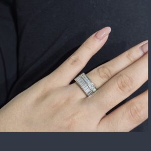925 Sterling Silver Double Row Cushion Stone Ring Packaging View