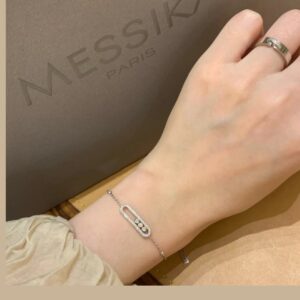 925 Sterling Silver Double Row Sliding Stone Bracelet Detail