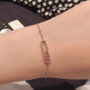 925 Sterling Silver Double Row Sliding Stone Bracelet Jewelry Display